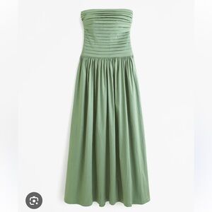 Abercrombie Emerson Strapless Green Drop Waist Maxi Dress